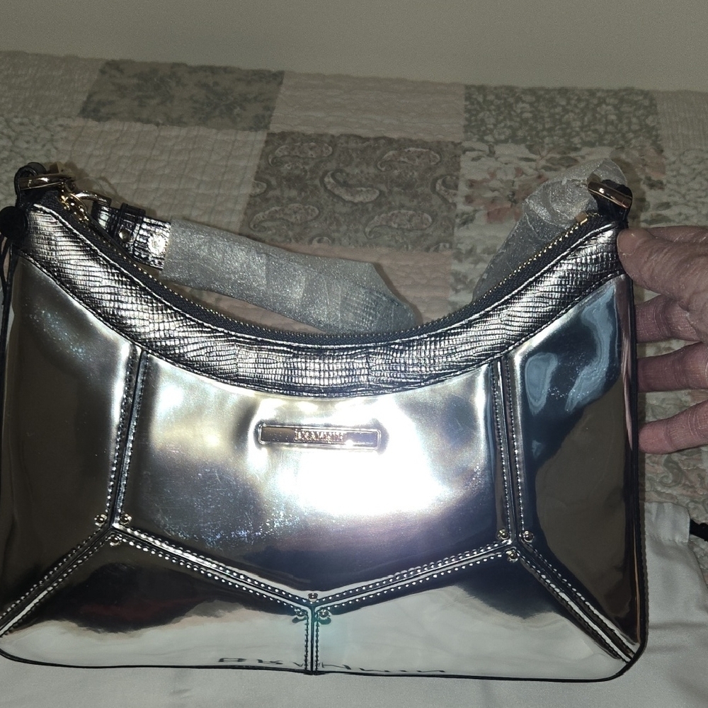 NWT Brahmin ESME Shoulder Bag In Chrome Tamar - Picture 6 of 15